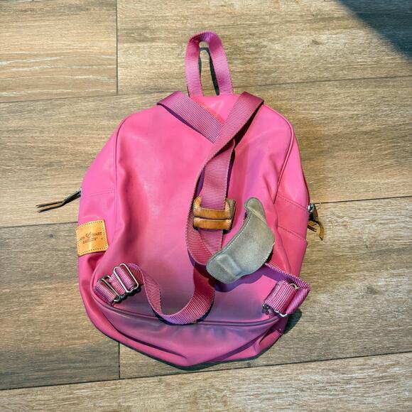 Jon Hart Pink Coated Canvas Genuine Leather Backpack Monogram Initials - Picture 5 of 8